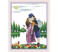 Chaozhirui Cross Stitch Embroidery kit, Printed Pattern, 11ct Sweet Kiss DIY Wall Art Decor for Beginners - 40x50cm