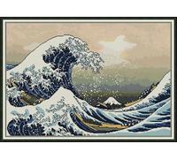 Chaozhirui Cross Stitch Embroidery kit, Printed Pattern, 11ct The Great Wave Off Kanagawa DIY Wall Art Decor for Beginners - 40x50cm