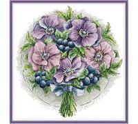 Chaozhirui Cross Stitch Embroidery kit with Printed Pattern 11CT Floral Purple Printed DIY Wall Art Decoration Pattern Printing Hand Embroidery Kit-40X50CM