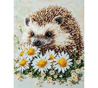 Chaozhirui Cross-Stitch kit 11CT pre-Printed Embroidery kit, Funny Easy Embroidery Set for Beginners, 40x50cm, Animals, Hedgehog in Flowers