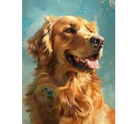 Chaozhirui DIY Cross Stitch Embroidery Kit Golden Retriever Animal Cross Stitch Kit Dog and Tulip Flowers 11CT Cotton Cross Stitch Kit 40x50cm