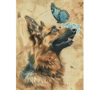 Chaozhirui DIY Cross Stitch Embroidery Kit Golden Retriever Animal Cross Stitch Kit Dog and Tulip Flowers 11CT Cotton Cross Stitch Kit 40x50cm