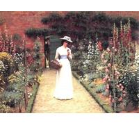 Chaozhirui DIY Cross Stitch Embroidery Kit Lady in The Garden Cross Stitch Kit Famous Oil Painting 11CT Cotton Cross Stitch Kit 40x50cm