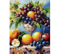 Chaozhirui DIY Cross Stitch Kit, Still Life - Fruit on a Table Embroidery Set with Fabric and Needle, Handmade Art Decoration for Living Room, Bedroom, Entryway, 40x50CM
