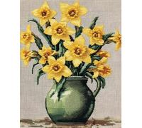 Chaozhirui DIY Needlepoint Embroidery kit Yellow Daffodil, Cross Stitch Kits for Adults Beginners, 11CT Cross Stitch kit with Stamps, Home Decoration Gift, 40x50 cm
