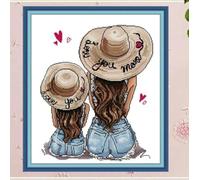 Chaozhirui Embroidery Cross Stitch Cross Stitch 11CT Cross Stitch Kit Mother and Daughter Back Pattern, Embroidery Kit DIY Beginner Advanced-40x50cm