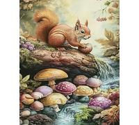 Chaozhirui Embroidery Cross Stitch Kit - Mountain Stream Squirrel, 11CT, Popular Printed Design, Easy DIY Craft Kit - 40x50cm