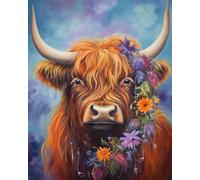 Chaozhirui Embroidery Kit Cross Stitch Kit, Animal Highland Cow Cross Stitch DIY Beginner Cross Stitch Kit, Precision Pattern Printed Cross Stitch 11CT-40X50CM