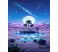 Chaozhirui Precision Printed Cross Stitch Pattern, 11CT, for Adults, Beginners, and Advanced DIY Crafts, Home Wall Decor - Desert Meteor Shower - 40x50cm