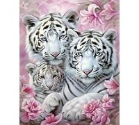 Chaozhirui White Tiger Cross Stitch Kit, DIY Handmade Embroidery Kit with Accurate Print, 11CT Needlework Set - 40x50cm