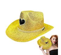 Chapeau de cowboy scintillant, chapeau de cowboy à paillettes pour hommes | Wester Wide Brim Cowgirl Hat Disco, Accessoires de costumes de casseurs de fête, accessoires de cosplay pour hommes