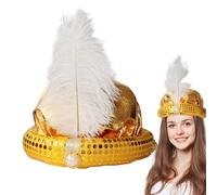 Chapeau Homme, Turban Costume Adulte, Déguisement Turban, Fête Costumée Orientale, Fête À Thème, Adulte Turban Avec Plume Et Perle Brillante Conception De Paillettes Pour Le