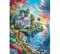 Chapel by The Lake at Sunset 500 Piece Pack DIY Jigsaw Puzzle Collectors Cognitive Development Educational Decorative Puzzle Gifts for Adults High-grade Cardboard 500 PCS