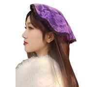 Chapel Cap Veil Lace Headcovering for Women Church Mantilla Veil S100, Purple, One size