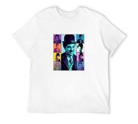 Chaplin Actor Individuality T-Shirt Charlie Smiles Crewneck Cotton for Men Size L White