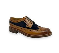 Chapman & Moore Longwing Brogue Leather/Suede Men's Tan/Navy Shoes - UK 12