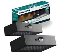Chapman Pinehurst 3W PIR LED Solar Brick Lights Outdoor, IP65 Waterproof Wall Lights with Motion Sensor, 4000K Cool White Solar Lights for Garden, Driveways & Outdoor Security Lighting (2 Pack- Black)