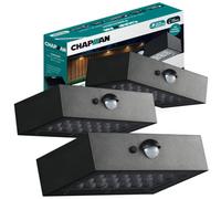 Chapman Pinehurst Black 6W Pir Led Solar Brick Outdoor Security Lighting, Ip65 Waterproof Wall Lights With Motion Sensor (3 Pack)