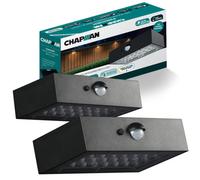 Chapman Pinehurst Black 6W Pir Led Solar Brick Outdoor Security Lighting, Ip65 Waterproof Wall Lights With Motion Sensor (2 Pack)