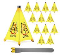 Chapou 12 Pcs Pop up Wet Floor Sign with Storage Tube 20 Inch Wet Safety Signs Commercial Caution Safety Cone Pop up Caution Sign for Commercial Stores Grocery Restaurant Restroom Office Use