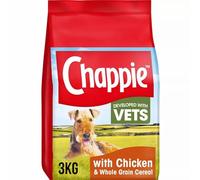 Chappie Adult Dry Dog Food, Chicken and Whole Grain Cereal, 3kg - Complete and Balanced Nutrition with No Artificial Additives