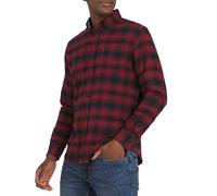 Chaps Men's Classic Fit Long Sleeve Button Down Stretch Flannel Casual Woven Shirt, Pomegranate, XL