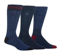 Chaps Men's Novelty Stripe Crew Socks (3 Pack) Navy Assorted, Shoe Size: 6-12