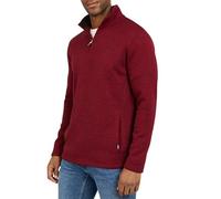 Chaps Men's Regular Fit Long Sleeve Midweight Quarter Zip Fleece Pullover Sweater, Deep Mahogany, Medium