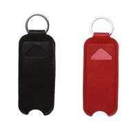 Chapstick Pouch Keys Ring Lipstick Lip Gloss Bag Keychain Holder Portable Balm Bottle Packaging Cover Key Chain(Black Red)