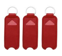 Chapstick Pouch Keys Ring Lipstick Lip Gloss Bag Keychain Holder Portable Balm Bottle Packaging Cover Key Chain(Red-3PCS)