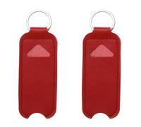 Chapstick Pouch Keys Ring Lipstick Lip Gloss Bag Keychain Holder Portable Balm Bottle Packaging Cover Key Chain(Red-2PCS)