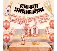 Chapter 30 Rose Gold Balloons Banner Hello 30 Women 30th Birthday Decor