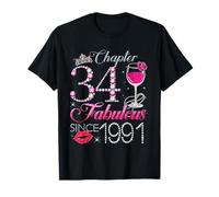 Chapter 34 Fabulous Since 1991 34th Birthday Queen Diamond T-Shirt