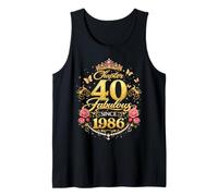 Chapter 40 Fabulous Since 1986 Floral 40th Birthday Women Tank Top
