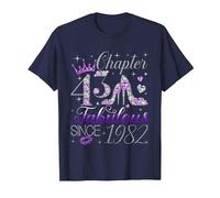 Chapter 43 Fabulous Since 1982 43rd Birthday Women Girls T-Shirt, Men, Navy Blue, Medium