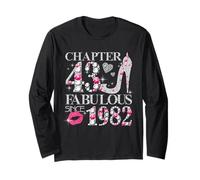 Chapter 43 Fabulous Since 1982 Diamond Heels 43rd Birthday Long Sleeve T-Shirt