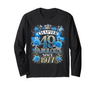 Chapter 49 Fabulous Since 1977 49th Birthday Women Blue Rose Long Sleeve T-Shirt