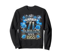 Chapter 71 Fabulous Since 1955 71st Birthday Women Blue Rose Sweatshirt