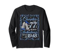 Chapter 77 Fabulous Since 1948 Diamond Heels 77th Birthday Long Sleeve T-Shirt