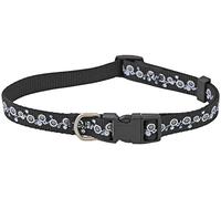 Chapuis Flowers Upholstery Adjustable Nylon Webbing Dog Collar Black Width 15 mm/30-45 cm Size S