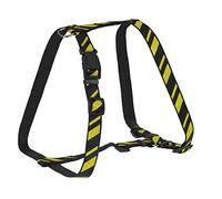 CHAPUIS SELLERIE SLA440 Adjustable harness for dog -Nylon satined with stripes motives black/yellow - Width 25 mm - Length 70-90 cm - Size XL