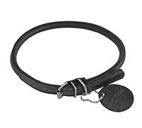 CHAPUIS SELLERIE Soft Adjustable Round Leather Dog Collar Black Diameter 13 mm Length 45-53 cm Size L