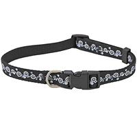 Chapuis Upholstery Adjustable Nylon Strap Dog Collar Floral Width 20 mm/40-55 cm Size L Black