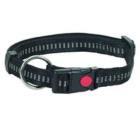 Chapuis Upholstery Adjustable Tubular Strap Padded Nylon Dog Collar Black, 35-50 cm x 15 mm Size S