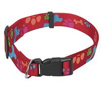 Chapuis Upholstery Width 20 mm/40-55 cm Paw Print Adjustable Nylon Webbing Dog Collar Red Size L