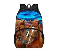 chaqlin Animal Horse School Backpack for Kids Adult,17 Inch Back to School Bookbags for Boys Girls Cute Large Rucksack Travel Bags Casual Daypack for Outdoor Camping Hiking
