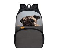 chaqlin Animal Pug Schoolbags Boys Girls Backpack Large Capacity School Bookbags Kids Adult Casual Daypack Travel Rucksack Laptop Bagpack with Cute Pug Dog Design School Bags