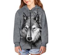 chaqlin Animal Wolf Hoodies for Kids Zipper Hoodie Sweatshirt Winter Fall Hooded Jacket Boys Girls Full Zip Casual Hoody Sweaters with Pocket
