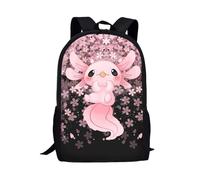 chaqlin Axolotl Backpack for Girls Preschool Cute Schoolbags 17 Inch Pink Cherry Blossom Axolotl Print Bookbags Kids Children School Backpack Kawai Daypack Little Girls Rucksack