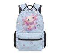 chaqlin Axolotl Backpack for Girls Rucksack 17 Inch Bookbag Back to School Kids Backpack Cute Bookbags for Primary Elementry School Bags with Pockets